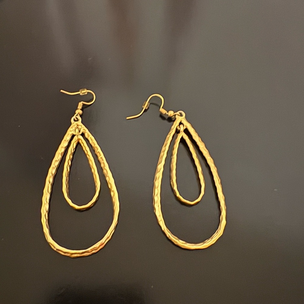 Chic Gold Double Teardrop Earrings- 24kt gold plated